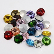 Glass Pointed Back Rhinestone, Rivoli Rhinestone, Back Plated, Faceted Cone, Mixed Color, 14x7mm(X-RGLA-R003-14mm-M)