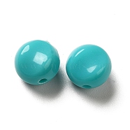 Opaque Acrylic Beads, Flat Round, Medium Turquoise, 9.5~10x12mm, Hole: 1.8mm, about 1110pcs/500g(OACR-L013-003F)