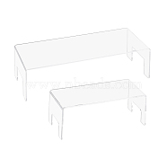 AHADERMAKER 2Pcs 2 Styles Rectangle Transparent Acrylic Display Riser Stand Shelf, for Minifigure, Doll, Toy, Cupcake, Dessert Holder, Clear, 17.8~30x8~12.7x6.9~8cmcm, 1pc/style(ODIS-GA0001-44)