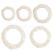 5Pcs 5 Style Circle Shape Rattan Vine Branch Wreath Hoop, for DIY Easter Christmas Party Decors, White, 8~20.5x1~2cm, Inner Diameter: 5~16cm, 1pc/style(DIY-OC0009-91)