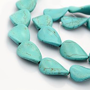 Synthetic Turquoise Beads Strands, Dyed, teardrop, Sold by KG, Turquoise, 20x15x5mm, Hole: 1mm, about 21pcs/strand, 16 inch(G-J185-11A)