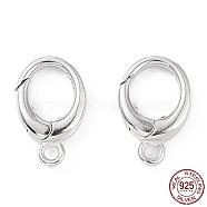Rhodium Plated 925 Sterling Silver Spring Gate Rings, Oval, Platinum, 12x7.5x2.5mm, Hole: 1.4mm(STER-K173-14P)