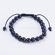 Adjustable Nylon Cord Braided Bead Bracelets, with Blue Goldstone Beads, 2-1/8 inch(55mm)(BJEW-F308-55F)