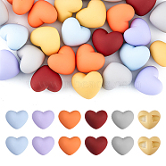 SUPERFINDINGS 48Pcs 6 Colors Rubberized Style Opaque Acrylic Beads, Heart, Mixed Color, 24x24mm, 8pcs/color(MACR-FH0001-16)