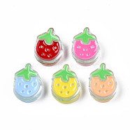 Transparent Acrylic Enamel Beads, Strawberry, Mixed Color, 24x18x9mm, Hole: 3.5mm(OACR-N130-024)