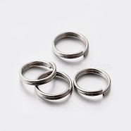 304 Stainless Steel Split Rings, Double Loops Jump Rings, Stainless Steel Color, 7x1mm, about 6mm inner diameter, Hole: 6mm(STAS-E075-14)
