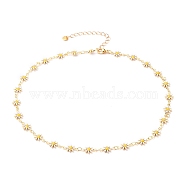 Brass Enamel Daisy Link Chain Necklaces, with 304 Stainless Steel Lobster Claw Clasps & Heart Charms, Golden, 15-1/2 inch(39.5cm)(NJEW-JN03173)