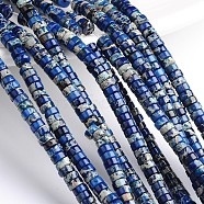 Dyed Natural Imperial Jasper Beads Strands, Heishi Beads, Flat Round/Disc, Blue, 6x3mm, Hole: 1mm, about 128pcs/strand, 16 inch(G-M276-08-B)