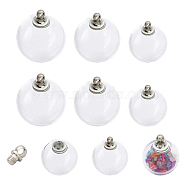 9 Sets 3 Style Transparent Glass Openable Perfume Bottle Pendants, with Brass Findings, Round, Clear, 21.5~25.5x16~20mm, 3 sets/style(GLAA-CA0001-46)
