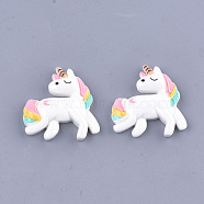Resin Cabochons, Unicorn, White, 28x27.5x6mm(CRES-T015-31)