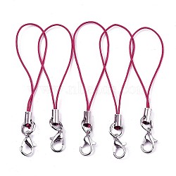 Polyester Cord Mobile Straps, with Platinum Plated Alloy Findings, Cerise, 70mm(MOBA-R002-12)
