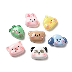 Cartoon Animal Opaque Resin Decoden Cabochons, Duck & Pig & Dinosaur, Mixed Shapes, Mixed Color, 19~25x22~29x8~9.5mm(RESI-R443-02)