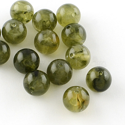 Round Imitation Gemstone Acrylic Beads, Olive, 24mm, Hole: 3mm, about 62pcs/500g(OACR-R029-24mm-02)
