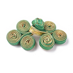 Handmade Chinese Frogs Knots Buttons Sets, Polyester Button, Medium Sea Green, 25~28.5x57~65x9~14.4mm(BUTT-WH0014-27D)