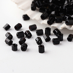 Grade A Glass Seed Beads, Hexagon(Two Cut), Opaque Colours, Black, 2x2mm, Hole: 0.5mm, about 42452pcs/pound(SEED-A024-FCH-H49)