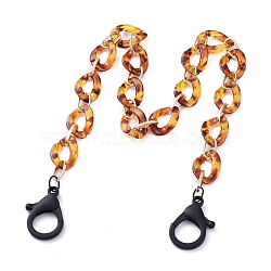 Personalized Aluminium & Acrylic Chain Necklaces, Eyeglass Chains, Handbag Chains, with Plastic Lobster Claw Clasps, Dark Orange, 20.47 inch(52cm)(X-NJEW-JN02883)