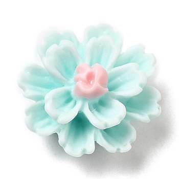 Opaque Resin Cabochons, 3D Flower, Aquamarine, 11.5x6.5mm