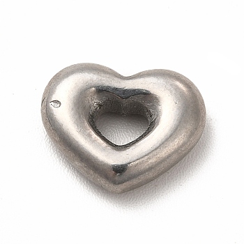 304 Stainless Steel Pendants, Heart Charms, Stainless Steel Color, 10x12x3mm, Hole: 4x3.5mm