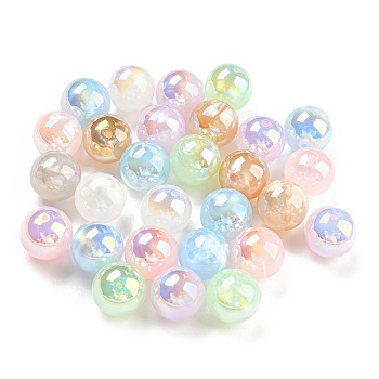 Opaque Acrylic Beads, Round, Mixed Color, 14x13mm, Hole: 2mm