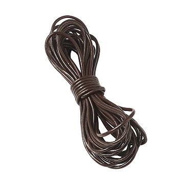 Cowhide Leather Cord, Leather Jewelry Cord, Jewelry DIY Making Material, Round, Coffee, 2mm