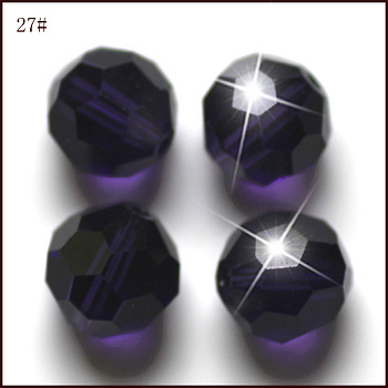 Imitation Austrian Crystal Beads, Grade AAA, Faceted(32 Facets), Round, DarkSlate Blue, 10mm, Hole: 0.9~1mm