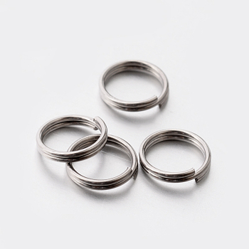 304 Stainless Steel Split Rings, Double Loops Jump Rings, Stainless Steel Color, 7x1mm, about 6mm inner diameter, Hole: 6mm