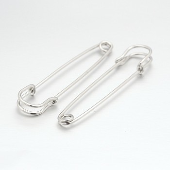 Iron Safety Pins, for Brooch Making, Kilt Needles, Platinum, 60x17x6mm