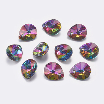 Faceted K9 Glass Rhinestone Charms, Imitation Austrian Crystal, Drop, Volcano, 16x9x5.5mm, Hole: 1.4mm