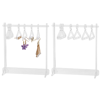 Transparent Acrylic Earring Display Stands, Holds Up to 8 Pairs, Coat Hanger Shape Dangle Earring Organizer Holder, Tabletop Decoration, Clear, Finish Product: 5.9x14x15.4cm, about 12pcs/set
