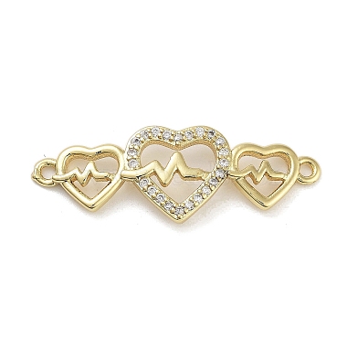 Real 18K Gold Plated Clear Heart Brass+Cubic Zirconia Links