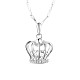 TINYSAND Rhodium Plated 925 Sterling Silver Crown Pendant Necklace(TS-N312-GS)-1
