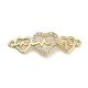 Rack Plating Brass Micro Pave Clear Cubic Zirconia Triple Heart Connector(KK-Z064-32G)-1