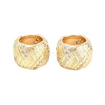 Brass Micro Pave Clear Cubic Zirconia European Beads, Long-Lasting Plated, Rack Plating, Lead Free & Cadmium Free, Round, Large Hole Bead, Golden, 13x9mm, Hole: 8mm(KK-B186-23G)