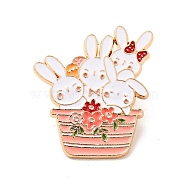 Rabbit Theme Enamel Brooch, Light Gold Alloy Badge for 2023 Year Chinese Style Gift, Bag Pattern, 35.3x31.2x1.6mm(JEWB-C019-01C-KCG)