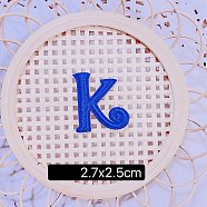 (Clearance Sale)Computerized Embroidery Cloth Self Adhesive Patches, Stick on Patch, Costume Accessories, Letter, Blue, K:27x25mm(FIND-TAC0002-02K)