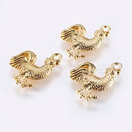 Alloy Pendants, Real 18K Gold Plated, Chicken, Golden, 20x15x3mm, Hole: 2mm(PALLOY-F204-16G)