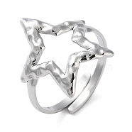 316 Stainless Steel Finger Rings, Star, Stainless Steel Color, US Size 6 1/4(16.7mm)(RJEW-C075-01P)