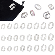 24Pcs 24 Style 201 & 304 Stainless Steel Grooved Finger Ring Settings, Ring Core Blank, for Inlay Ring Jewelry Making, Stainless Steel Color, US Size 5 1/4(15.9mm)~US Size 14(23mm), 1pc/style(STAS-UN0044-15)