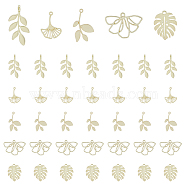 40Pcs 5 Style Alloy Pendants, Leafy Branch/Ginkgo Leaf/Monstera Leaf Charms, Light Gold, 18~24.5x12~25.5x1~4mm, Hole: 1~1.6mm, 8pcs/style(PALLOY-DC0001-03)