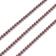 Iron Ball Bead Chains, Soldered, Lead Free & Nickel Free, Red Copper Color, with Spool, Bead: about 1.5mm in diameter, about 328.08 Feet(100m)/roll(CHB001Y-R)