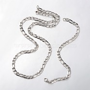 304 Stainless Steel Figaro Chain Necklaces and Bracelets Sets, with Stainless Steel Lobster Clasps, Faceted, Stainless Steel Color, 21.65 inch(550mm), 220mm(8-5/8 inch)(SJEW-L379-13P)