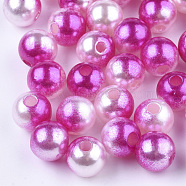 Acrylic Imitation Pearl Beads, Round, Magenta, 8mm, Hole: 1.2~2mm, about 1800pcs/500g(MACR-N001-01E)