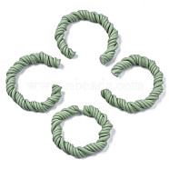Polymer Clay Twist Rope Open Ring, for DIY Jewelry Making, Medium Aquamarine, 41~43x37~40x6.5~7.5mm(CLAY-N010-031-04)