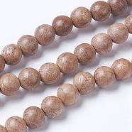 Natural Wood Beads Strands, Round, BurlyWood, 6mm, Hole: 1mm, about 63pcs/strand, 14.9 inch(38cm)(X-WOOD-J001-02-6mm)