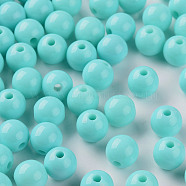 Opaque Acrylic Beads, Round, Pale Turquoise, 8x7mm, Hole: 2mm, about 1745pcs/500g(MACR-S370-C8mm-SS2107)