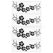 PET Waterproof Car Stickers, Self-Adhesive Decals, for Vehicle Decoration, Flower, Black, 125x307x0.1mm, Sticker: 301x115mm(STIC-WH0004-09B)