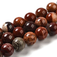 Natural Red Snakeskin Jasper Beads Strands, Round, 12mm, Hole: 1.2mm, about 32pcs/strand, 14.96''(38cm)(G-H298-A02-05)