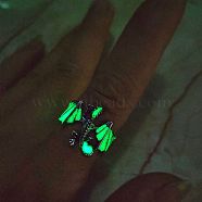Luminaries Enamel Dragon Open Cuff Ring, Glow In The Dark Alloy Chunky Wide Ring for Women, Medium Spring Green, Inner Diameter: 20mm(DRAG-PW0001-63AS-03)