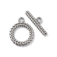 304 Stainless Steel Ring Toggle Clasps, Stainless Steel Color, 19x16x2mm, Hole: 2mm(STAS-A092-09A-P)