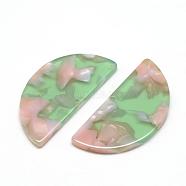 Cellulose Acetate(Resin) Semi Circle Pendants, Half Round, Pink, 23.5x12x2.5mm, Hole: 1.5mm(KY-S111A-A305)